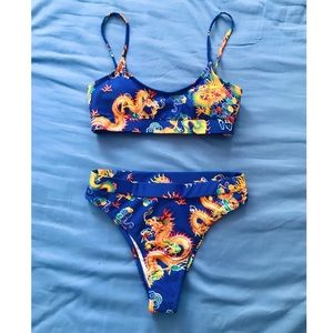 Dragon print bikini blue and gold 💙🐉💛